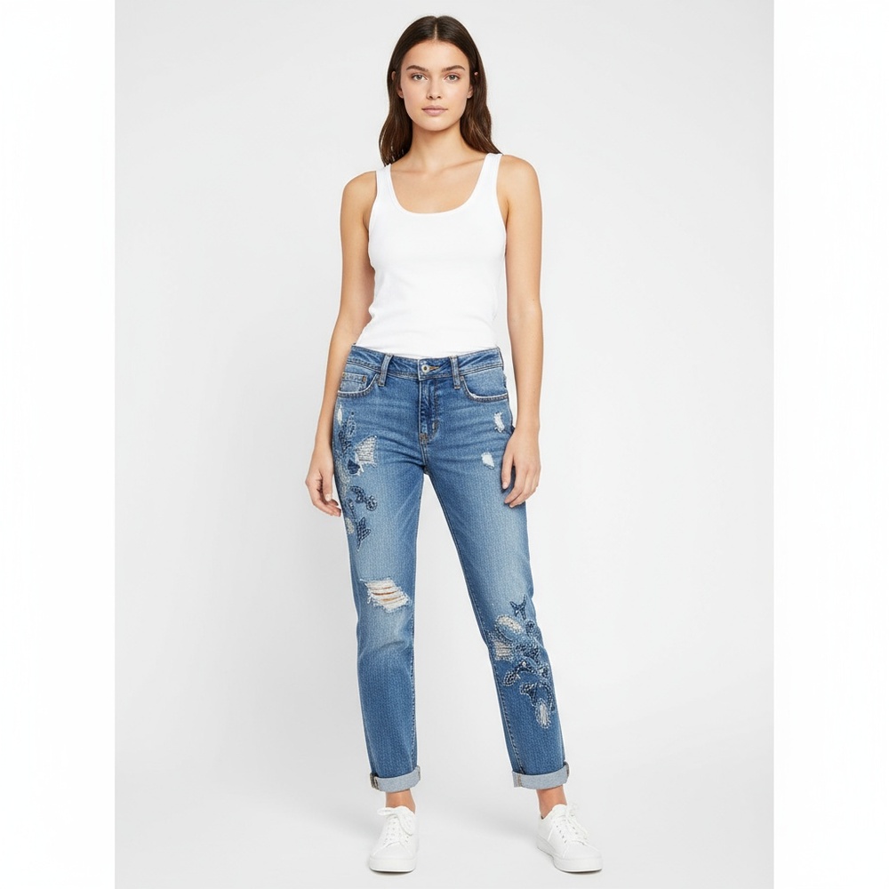 Pilcro & the Letterpress Slim Boyfriend Jeans W26 RN 66170 Medium Wash Stretch D
